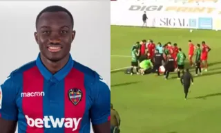 Imagem ilustrativa da imagem Atacante ganês Raphael Dwamena morre em campo na Albânia aos 28 anos