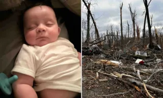 Imagem ilustrativa da imagem Bebê sobrevive a tornado após ser lançado para fora de casa nos EUA