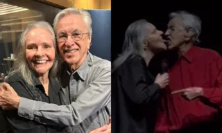 Imagem ilustrativa da imagem Caetano Veloso e Angela Ro Ro trocam beijo em show 'Transa': assista ao momento