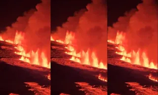 Imagem ilustrativa da imagem Vulcão entra em erupção ao sudoeste da Islândia