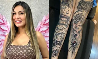 Imagem ilustrativa da imagem Andressa Urach cobre toda a barriga e pernas com novas tatuagens