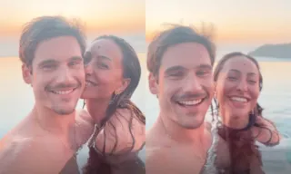 Imagem ilustrativa da imagem Sabrina Sato e Nicolas Prattes postam vídeos juntos dentro de piscina