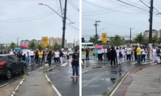 Imagem ilustrativa da imagem Técnicos de enfermagem realizam protesto em frente ao Hospital Jayme Santos Neves