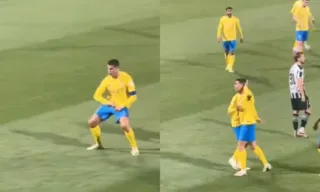 Imagem ilustrativa da imagem VÍDEO | Cristiano Ronaldo faz gesto obsceno após torcida rival entoar nome de Messi