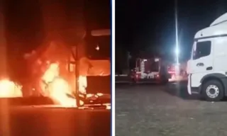 Imagem ilustrativa da imagem Caminhão-cegonha pega fogo e veículos ficam destruídos no ES