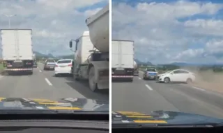 Imagem ilustrativa da imagem Motorista quase provoca acidente durante perseguição em rodovia do ES. Veja vídeo