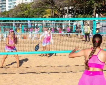Imagem ilustrativa da imagem Mais de 400 atletas participam do Open de Beach Tennis em Vila Velha