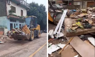 Imagem ilustrativa da imagem Moradores voltam para Guaíba, encontram casa destruída e buscam móveis no lixo