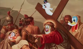 Imagem ilustrativa da imagem Quadro com Jesus Cristo com rosto do Pateta é removido de exposição na Austrália