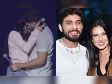 Imagem ilustrativa da imagem Gustavo Mioto e Ana Castela trocam ‘beijão’ em show; veja vídeo