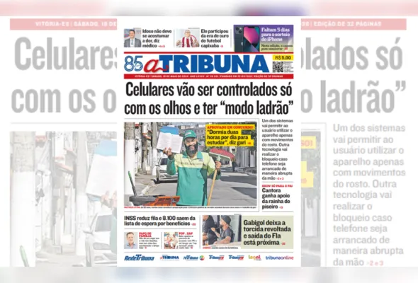 Imagem ilustrativa da imagem Veja os destaques do jornal A Tribuna deste sábado, dia 18 de maio