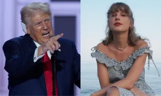 Imagem ilustrativa da imagem Donald Trump publica imagens falsas de Taylor Swift e seus fãs o apoiando