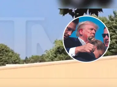 Imagem ilustrativa da imagem Vídeo obtido por site mostra instante em que suspeito atira em Trump