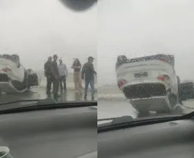 Imagem ilustrativa da imagem Carro capota na Ponte da Passagem e deixa três mulheres feridas em Vitória