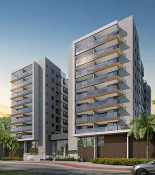 Perspectiva da fachada do Lúmea Camburi: duas torres com 120 apartamentos de dois e de três quartos