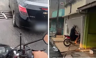 Imagem ilustrativa da imagem VÍDEO | Motoboy derruba portão de casa após briga de trânsito em Cariacica