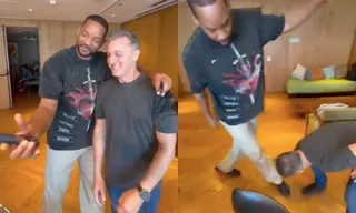 Imagem ilustrativa da imagem VÍDEO | Will Smith derruba celular de Luciano Huck e diz que vai comprar um novo