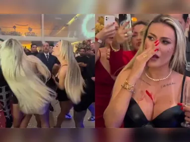 Imagem ilustrativa da imagem Andressa Urach cospe em Juju Ferrari e sai de festa com corte no rosto