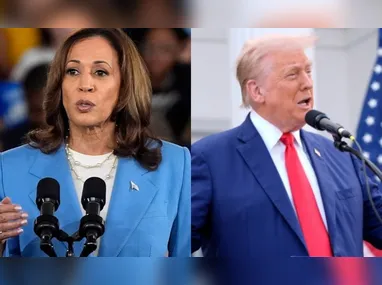 Imagem ilustrativa da imagem Quais artistas apoiam Kamala Harris e Donald Trump nas eleições nos EUA em 2024