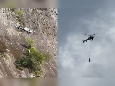 Imagem ilustrativa da imagem VÍDEO | Parapentista fica preso em pedra e é resgatado de helicóptero no Sul do ES