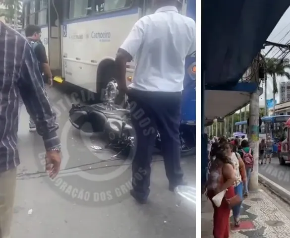 Imagem ilustrativa da imagem Duas pessoas ficam feridas após acidente entre moto e ônibus no ES