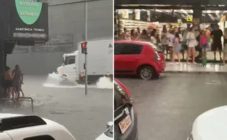 Imagem ilustrativa da imagem Após forte chuva, Glória fica alagada na semana de compras do Natal