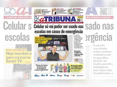 Imagem ilustrativa da imagem Confira os destaques do jornal A Tribuna desta terça-feira