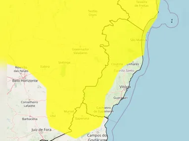 Alertas de chuvas e ventos fortes para todo o Espírito Santo