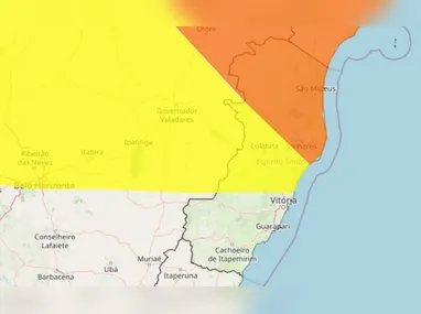 Alerta amarelo significa perigo potencial de chuvas intensas