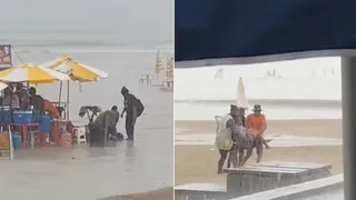 Imagem ilustrativa da imagem Duas mulheres são atingidas por raio durante tempestade na Praia Grande, em SP