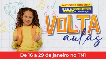 Imagem ilustrativa da imagem Veja como concorrer a 40 kits escolares da TV Tribuna e MiniPreço