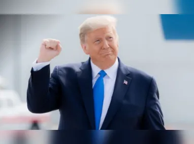 O presidente eleito nos Estados Unidos, Donald Trump, durante o comício realizado para celebrar sua vitória, em Washington, neste domingo, 19, véspera de sua posse. "Nós ganhamos", declarou em discurso no ginásio Capital One Arena