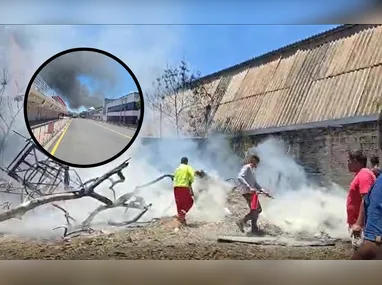 Imagem ilustrativa da imagem VÍDEO | Incêndio atinge terreno próximo ao Sambão do Povo, em Vitória