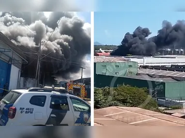 Imagem ilustrativa da imagem VÍDEOS | Galpão de pneus pega fogo na Serra