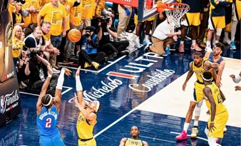 Imagem ilustrativa da imagem Oklahoma City Thunder derrota Indiana Pacers e empata série final da NBA