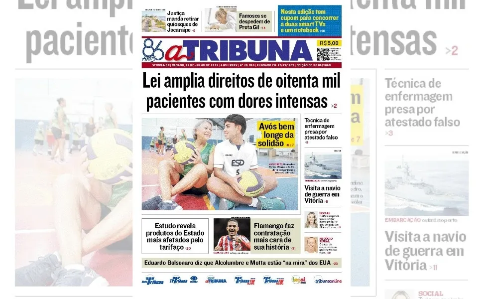 Imagem ilustrativa da imagem Confira os destaques do jornal A Tribuna deste sábado