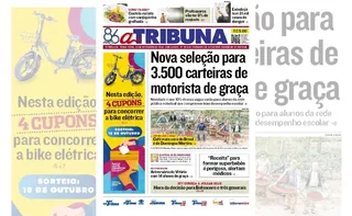Imagem ilustrativa da imagem Confira os destaques do jornal A Tribuna desta terça-feira