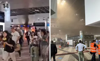 Imagem ilustrativa da imagem VÍDEO | Homem ateia fogo em lixeiras e móveis em aeroporto na Itália