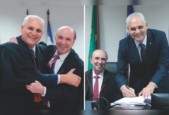 Aldary é cumprimentado por Samuel Meira Brasil Jr. ao assumir o cargo