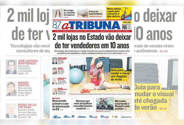 Imagem ilustrativa da imagem Confira os destaques do jornal A Tribuna deste domingo