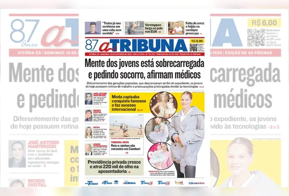 Imagem ilustrativa da imagem Confira os destaques do jornal A Tribuna deste domingo