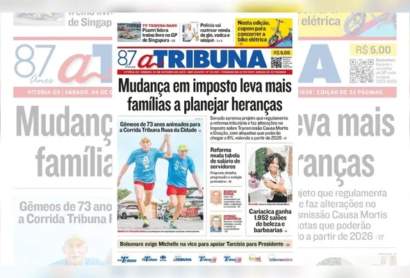 Imagem ilustrativa da imagem Confira os destaques do jornal A Tribuna deste sábado