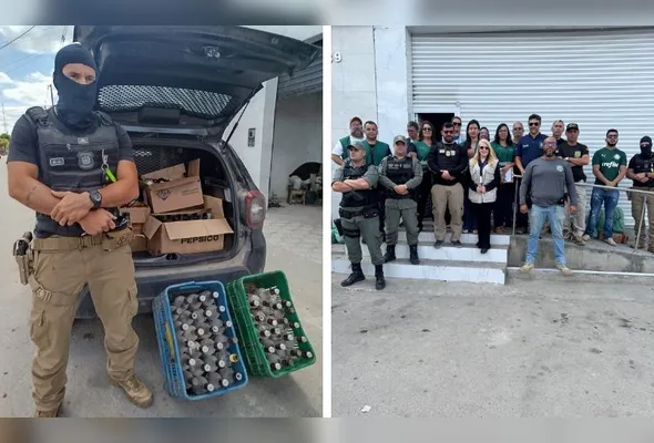 O mandado de busca e apreensão foi cumprido em um mercado da cidade, onde os produtos irregulares estavam expostos à venda