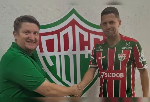 Breno Caliman, presidente do Rio Branco VN (verde) com o novo treinador Paulinho Guará