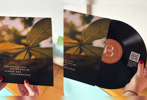 Imagem ilustrativa da imagem Vinil promocional une música e design em campanha da Grand Construtora