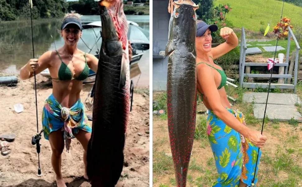 Imagem ilustrativa da imagem Com vara simples, empresária pesca pirarucu de 65 kg no Norte do ES