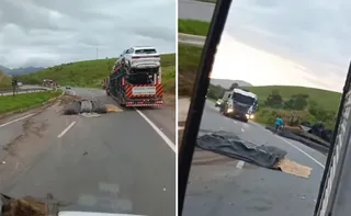 Imagem ilustrativa da imagem Caminhoneiro morre após carreta de vergalhões tombar na BR 101 em Anchieta