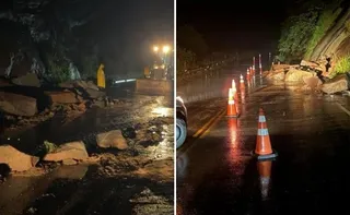 Imagem ilustrativa da imagem Deslizamento de rochas após fortes chuvas interdita rodovia no Sul do ES