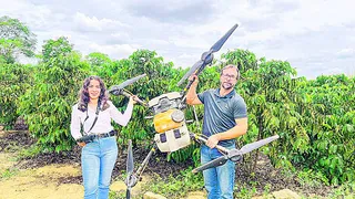 Imagem ilustrativa da imagem Drones e pó de granito usados para ampliar produção de café