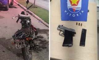 Imagem ilustrativa da imagem Dupla armada é presa com moto roubada na orla de Vitória